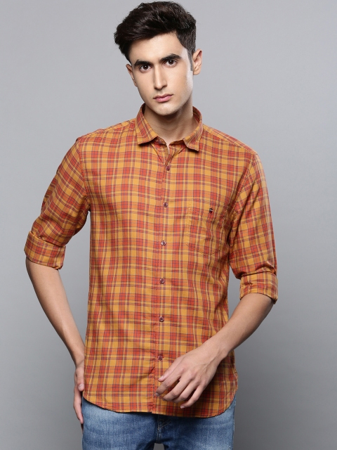 

Louis Philippe Sport Men Mustard & Orange Slim Fit Checked Casual Shirt