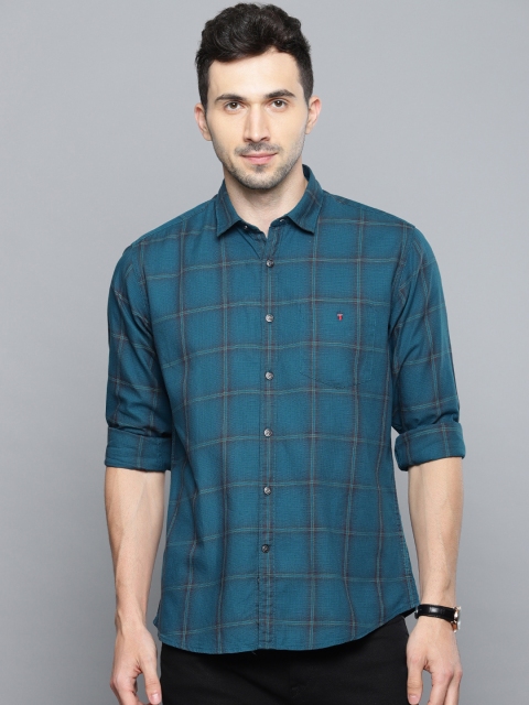 

Louis Philippe Sport Men Teal Blue Slim Fit Checked Casual Shirt