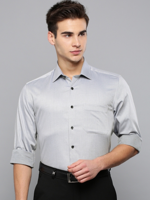 

Louis Philippe Men Grey Slim Fit Self Design Formal Shirt