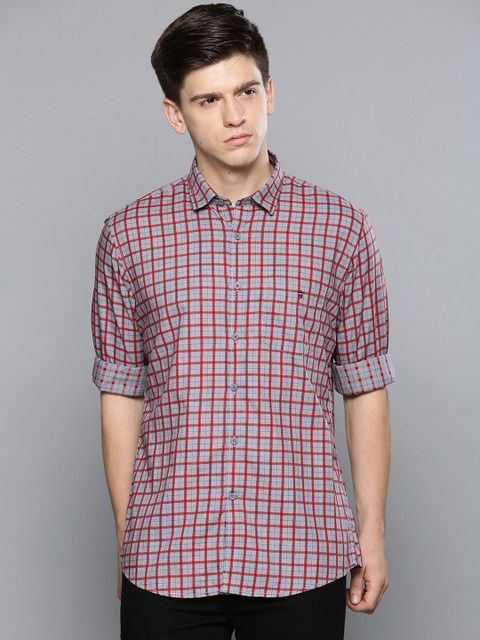 

Louis Philippe Sport Men Grey & Red Slim Fit Checked Casual Shirt