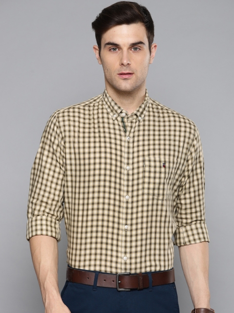 

Louis Philippe Sport Men Olive Green & Off-White Slim Fit Checked Casual Shirt