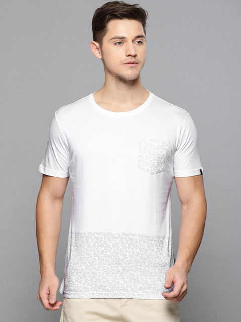 

Louis Philippe Sport Men White & Grey Printed Round Neck T-shirt