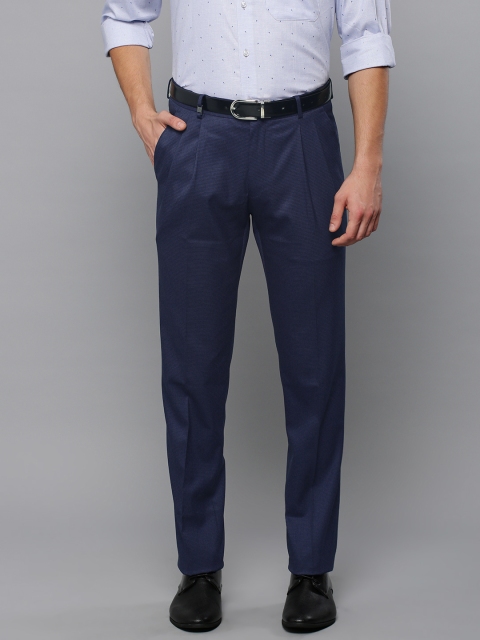 

Louis Philippe Men Navy Regular Fit Self Design Formal Trousers, Navy blue