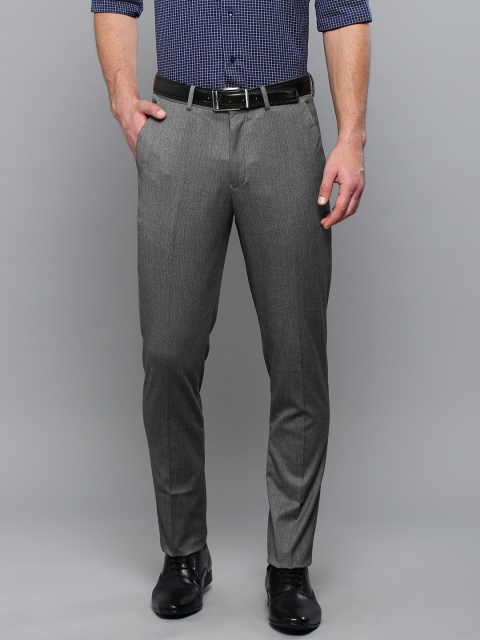 

Louis Philippe Men Charcoal Grey Slim Fit Self Design Formal Trousers