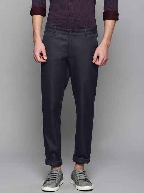 

Louis Philippe Sport Men Navy Slim Fit Self Design Regular Trousers, Navy blue