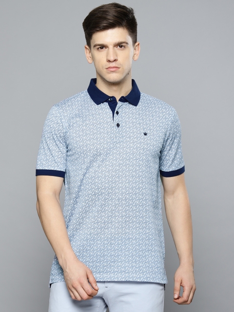 

Louis Philippe Men Blue Printed Polo Collar T-shirt