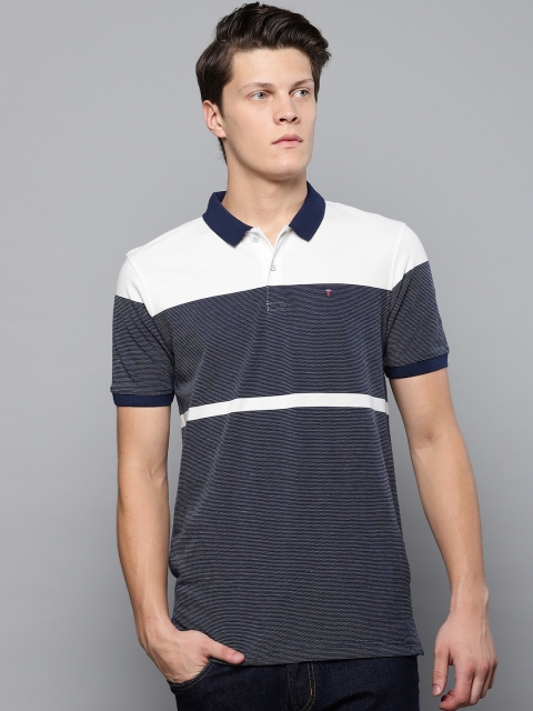 

Louis Philippe Sport Men Navy Blue & White Colourblocked Polo Collar T-shirt