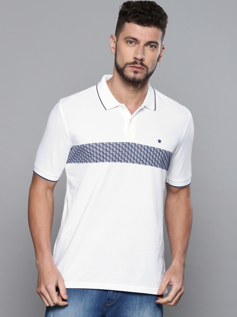 

Louis Philippe Men White Printed Polo Collar T-shirt