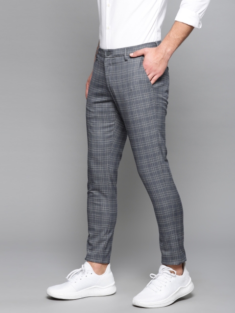 

Louis Philippe Sport Men Charcoal Grey Comfy Tapered Fit Checked Regular Trousers