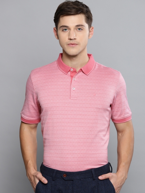 

Louis Philippe Men Pink Self-Design Polo T-shirt