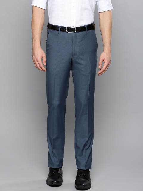

Louis Philippe Men Blue Slim Fit Solid Formal Trousers