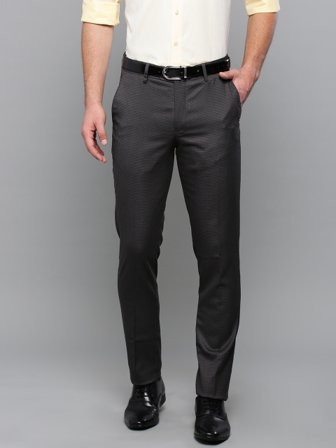 

Louis Philippe Men Charcoal Grey Slim Fit Self Design Formal Trousers