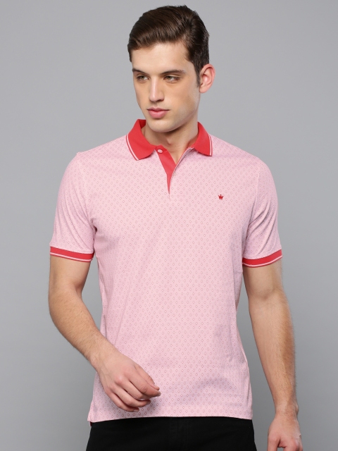 

Louis Philippe Men Pink Printed Polo Collar T-shirt