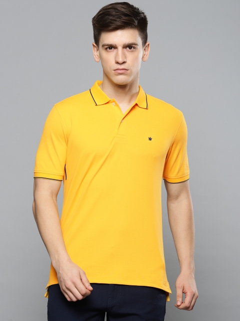 

Louis Philippe Men Yellow Solid Polo Collar T-shirt