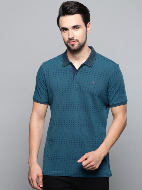 

Louis Philippe Sport Men Teal Blue Printed Polo Collar T-shirt