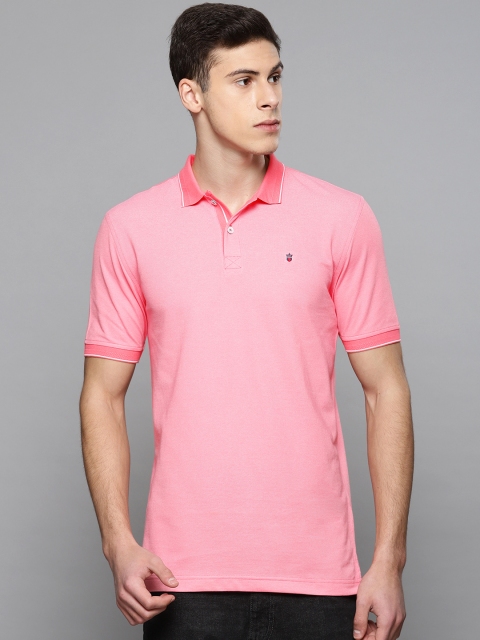 

Louis Philippe Sport Men Pink Solid Polo Collar T-shirt