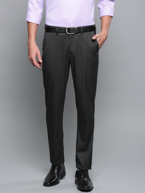

Louis Philippe Men Charcoal Grey Slim Fit Solid Formal Trousers
