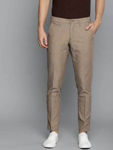 

Louis Philippe Sport Men Brown Comfy Tapered Fit Self Design Smart Casual Regular Trousers