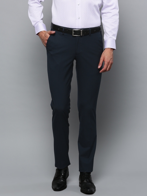 

Louis Philippe Men Navy Blue Slim Fit Solid Formal Trousers