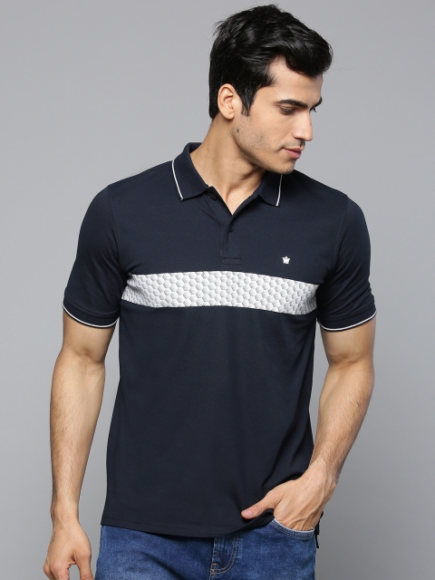 

Louis Philippe Men Navy Blue Solid Polo Collar T-shirt