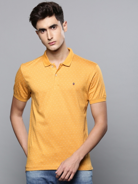 

Louis Philippe Sport Men Mustard Yellow Printed Polo Collar T-shirt
