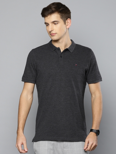 

Louis Philippe Sport Men Charcoal Grey Solid Polo Collar T-shirt