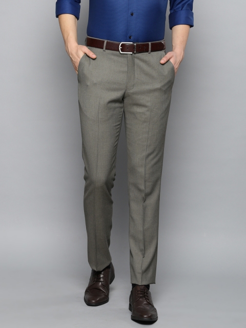 

Louis Philippe Men Brown Slim Fit Self Design Permapress finest wrinkle free Regular Trousers