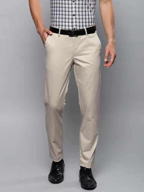 

Louis Philippe Men Beige Slim Fit Solid Formal Trousers