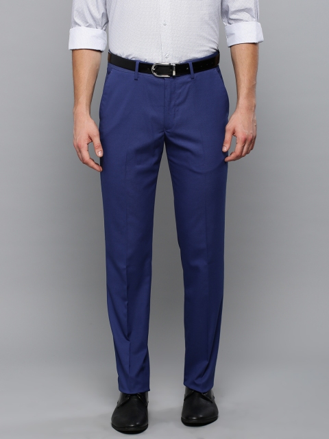 

Louis Philippe Men Navy Blue Slim Fit Solid Formal Trousers