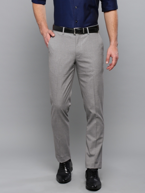 

Louis Philippe Men Grey Slim Fit Solid Formal Trousers