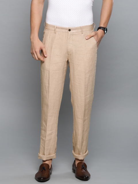 

Louis Philippe Men Beige Slim Fit Solid Regular Linen Trousers
