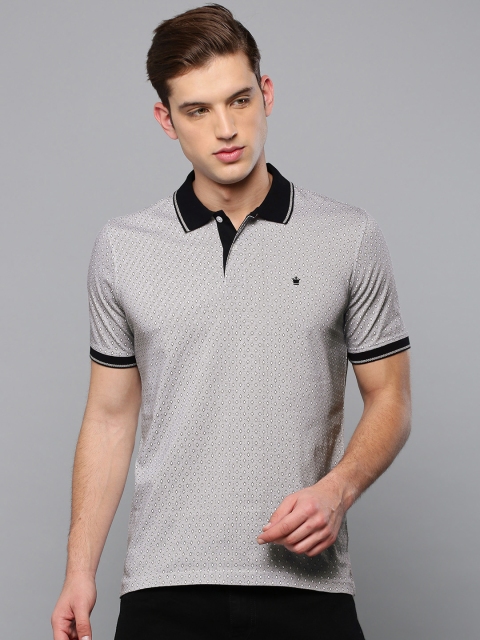 

Louis Philippe Men Grey Printed Polo Collar T-shirt