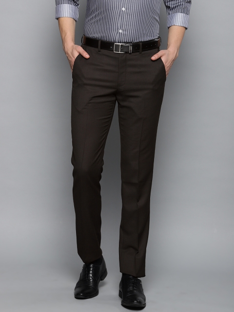 

Louis Philippe Men Coffee Brown Slim Fit Solid Formal Trousers