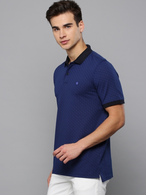 

Louis Philippe Men Navy Blue Printed Polo Collar T-shirt