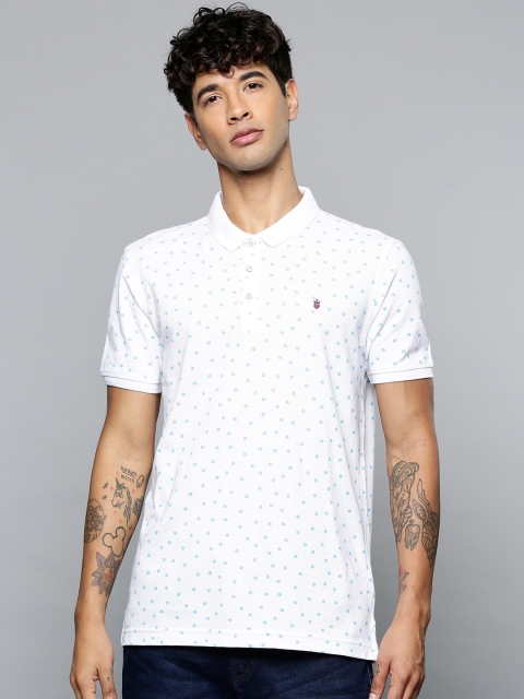

Louis Philippe Sport Men White & Blue Printed Polo Collar T-shirt