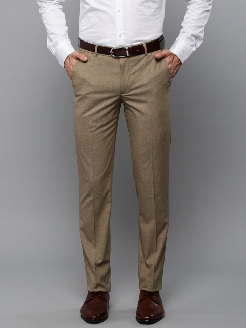 

Louis Philippe Men Beige Slim Fit Solid Formal Trousers