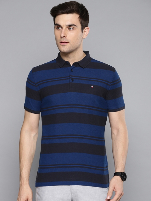 

Louis Philippe Sport Men Blue & Black Striped Polo Collar T-shirt