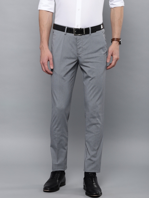 

Louis Philippe Men Grey Super Slim Fit Self Checked Regular Trousers