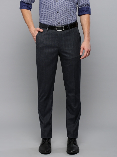

Louis Philippe Men Charcoal Grey Slim Fit Striped Formal Trousers