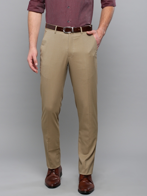 

Louis Philippe Men Beige Slim Fit Solid Formal Trousers