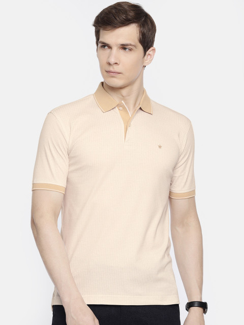 

Louis Philippe Men White & Beige Printed Polo Collar T-shirt