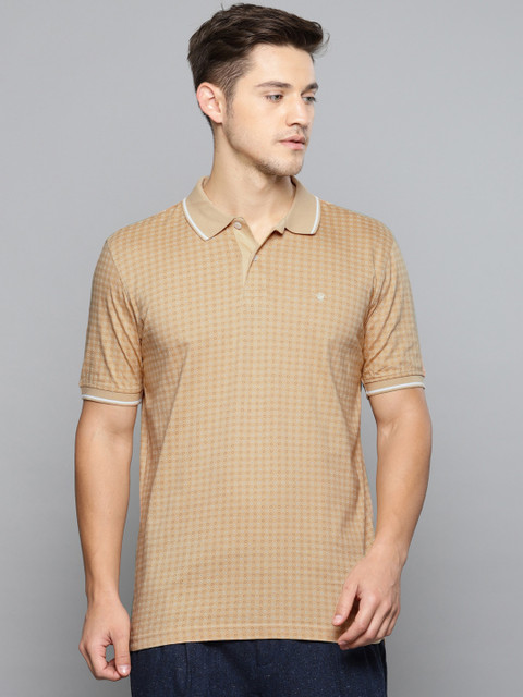 

Louis Philippe Men Beige Printed Polo Collar T-shirt