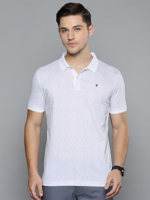 

Louis Philippe Sport Men White Printed Polo Collar T-shirt