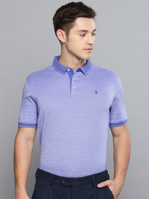 

Louis Philippe Men Purple Self Design Polo T-shirt