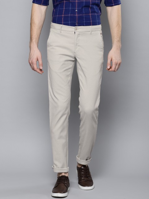 

Louis Philippe Sport Men Beige & Grey Slim Fit Self-Design Trousers