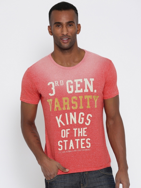 

United Colors of Benetton Coral Red Printed T-shirt
