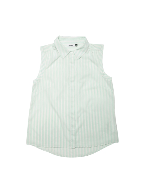 

ONLY Women Off-White & Green Striped Casual Shirt