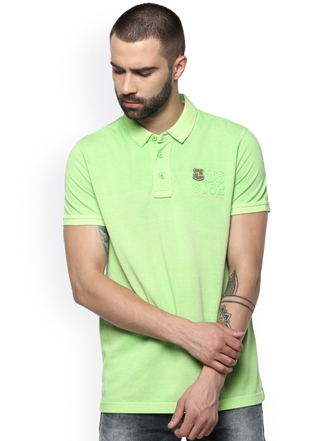 

SPYKAR Men Lime Green Solid Slim Fit Polo Collar T-shirt