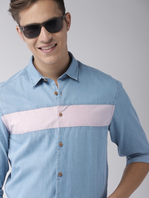 

Mast & Harbour Men Blue Regular Fit Solid Denim Shirt