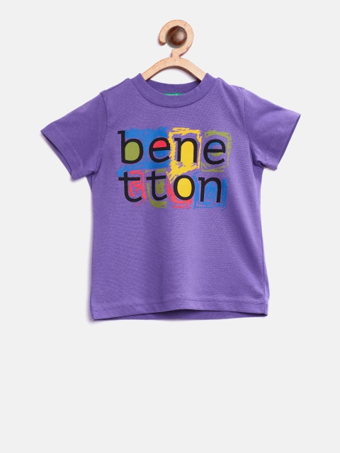 

United Colors of Benetton Boys Purple Printed Round Neck T-shirt